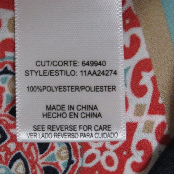 Heart‎ Soul* Women's 3/4 Sleeve V-Neck Pointed Hem Pullover Blouse~ Size X-Large - Picture 7 of 12